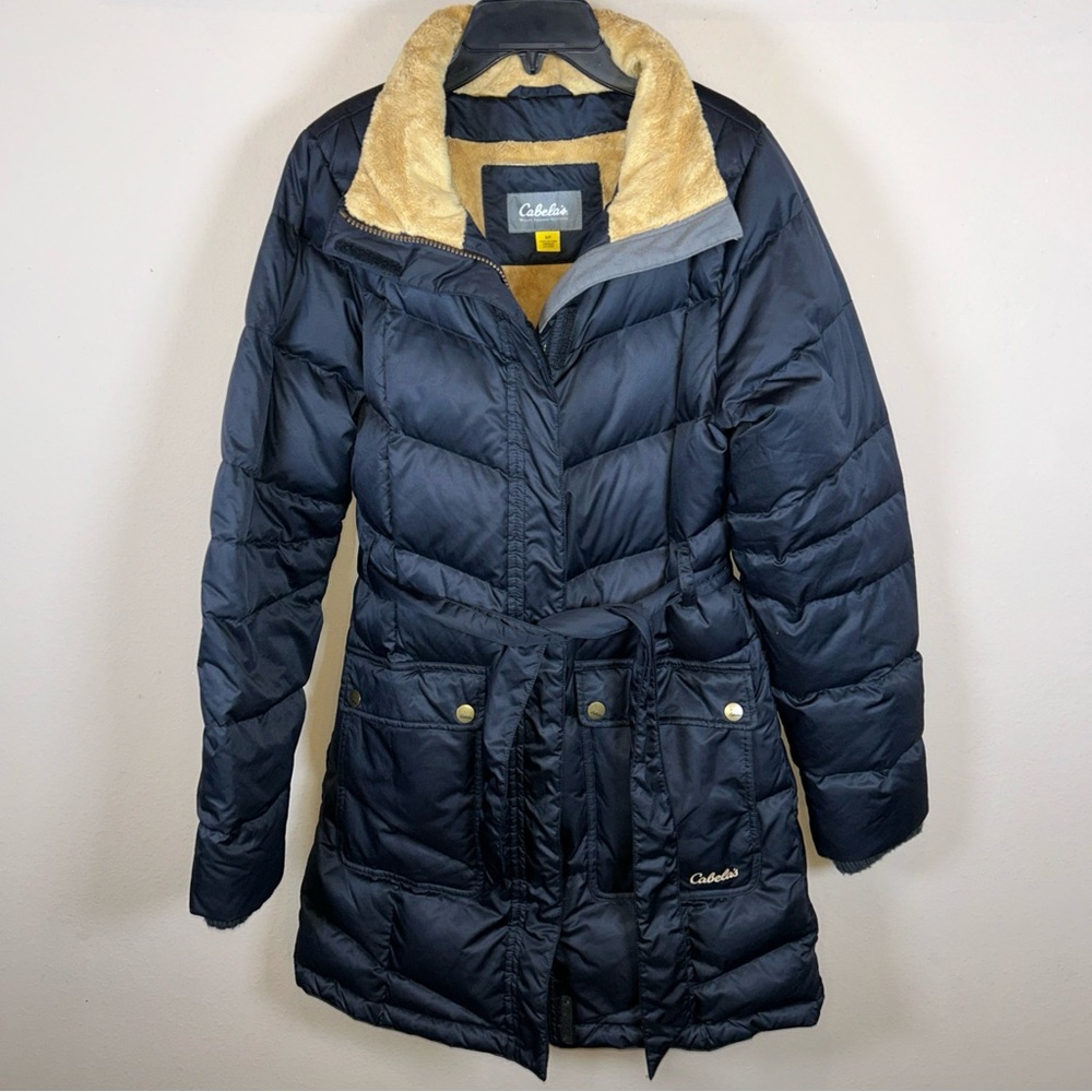 Cabela's Luxurious Quilted Goose Down Puffer Jacket Winter Coat Black Women's SP